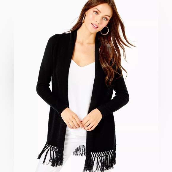 Sweaters - Lilly Pulitzer Elegant Black Fringe Sweater size XL
